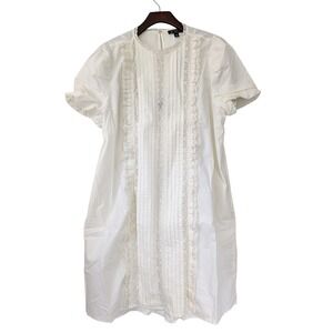 J. Crew Lace Trim Pintuck Dress Size XS Ivory NWT $188‎ CJ496